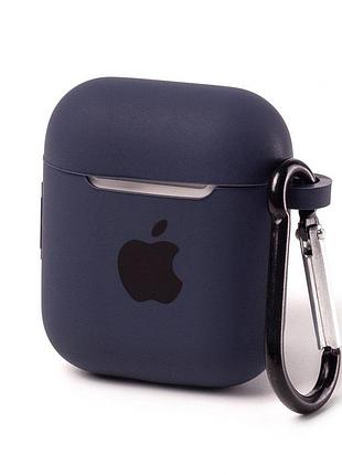 Чехол silicone case с карабином для airpods 1/2 - midnight blue