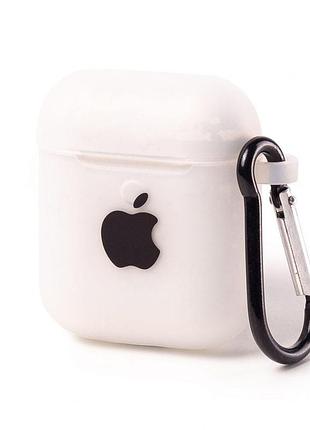 Чехол silicone case с карабином для airpods 1/2 - transparent