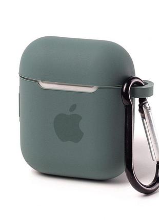 Чехол silicone case с карабином для airpods 1/2 - pine green