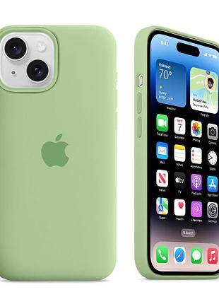 Чехол kassel silicone full case protective для iphone 15 с микрофиброй зеленый mint