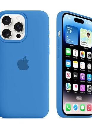 Чехол kassel silicone full case protective для iphone 15 pro с микрофиброй синий denim blue