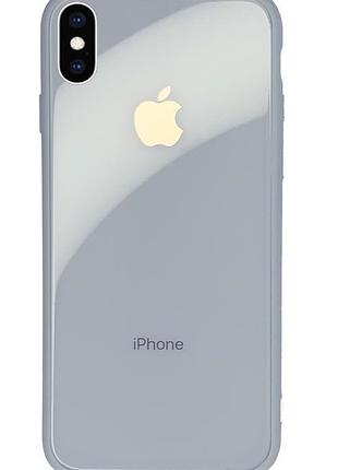 Чохол скляний glass case для iphone x/xs (06) mist blue блакитний