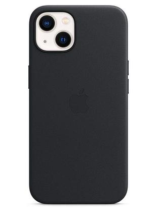 Чохол шкіряний leather case with magsafe для iphone 13 — midnight
