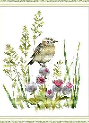Набір для вишивання за нанесеною на канву схемою"little bird". aida 14ct printed 23*29 см