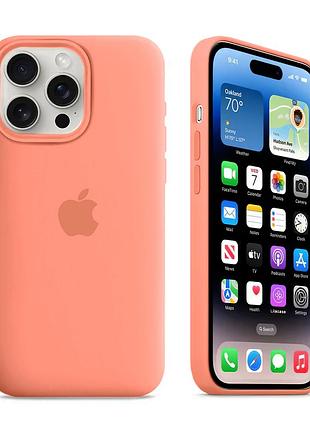 Чехол kassel silicone full case protective для iphone 15 pro с микрофиброй оранжевый begonia