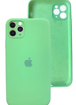 Чохол silicone case full camera protective для iphone 12 pro mint м'ятний