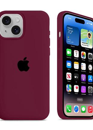 Чохол kassel silicone full case protective для iphone 14 plus з мікрофіброю темно-червоний marsala