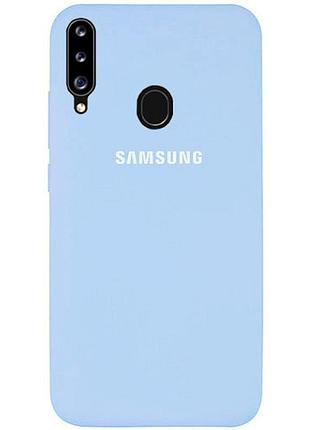 Чохол silicone case для samsung premium a20s lilac cream (11) блакитний