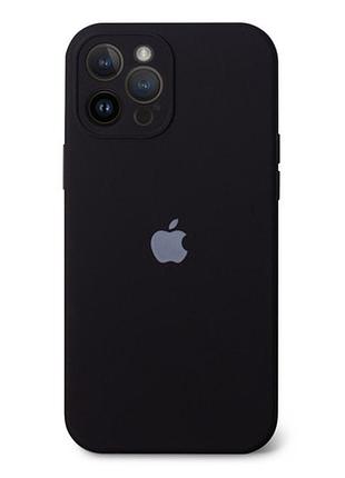 Чехол silicone case full camera protective для iphone 15 pro max - black