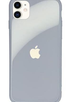 Чехол стеклянный glass case для iphone 11 (06) mist blue голубой