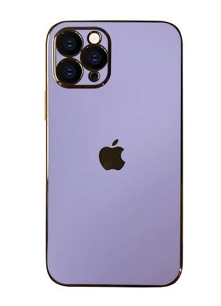Чохол кадратний silicone glass case для iphone 11 pro (01) light purple ліловий