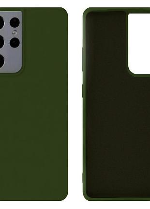 Чехол silicone case camera protective для samsung s21 ultra (22) темно зеленый forest green