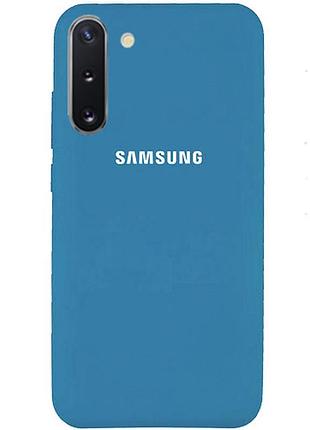 Чехол silicone case для samsung premium note 10 azure (10) синий