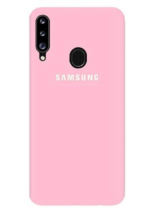 Чохол silicone case для samsung premium a20s light pink (17) рожевий