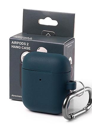 Чехол silicone case color box (карабін) для airpods 1/2 - atrovirens