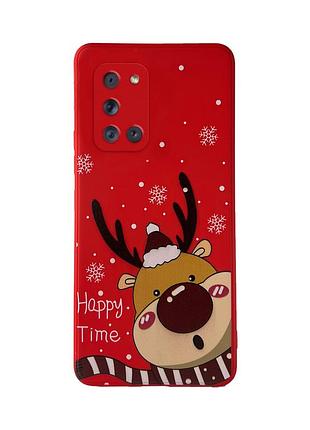 Чехол новогодний tpu для samsung a31 (01) красный олень happy time