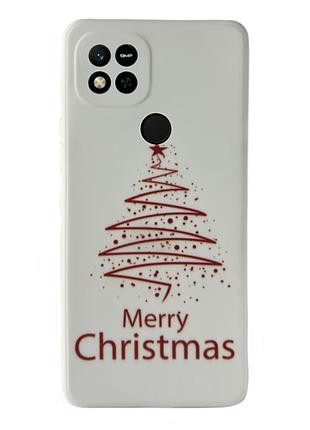 Чехол новогодний premium для xiaomi redmi 10c (02) merry christmas tree белый