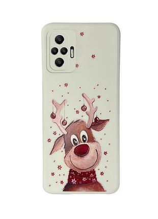 Чохол новорічний tpu для xiaomi redmi note 10 (05) олень merry christmas білий