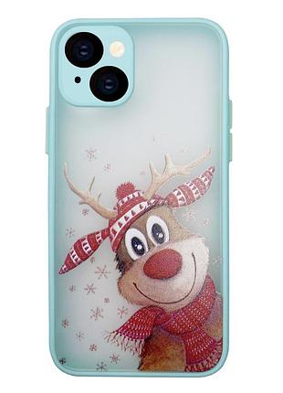 Чехол силиконовый новогодний для iphone 13 олень (03)