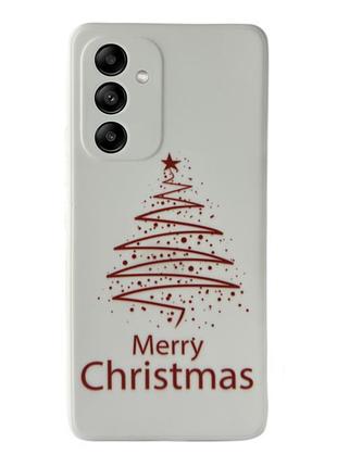 Чехол новогодний premium для samsung m13 (02) merry christmas tree белый