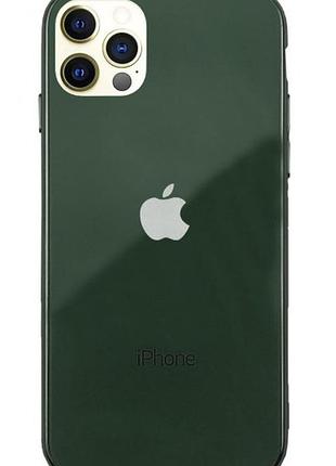 Чехол стеклянный glass case для iphone 11 pro (05) forest green темно зеленый