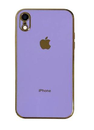 Чехол кадратный silicone glass case для iphone xr (04) light purple лиловый