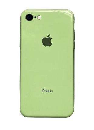Чохол silicone glass case для iphone se 2020 (01) mint м'ятний