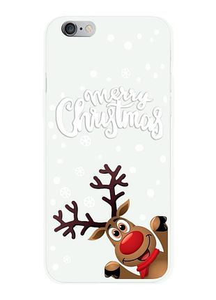 Чохол новорічний tpu для iphone 6 (01) олень merry cristmas білий