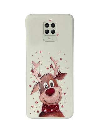 Чохол новорічний tpu для xiaomi redmi note 9 pro (05) олень merry christmas білий