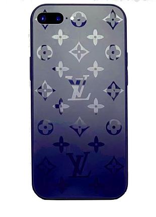 Чохол скляний glass case louis vuitton луї вітон для iphone 7 plus (06) deep blue синій