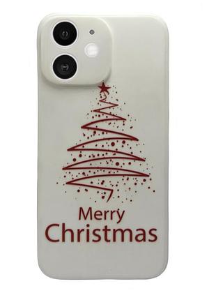 Чехол новогодний premium для iphone 11 (02) merry christmas tree белый