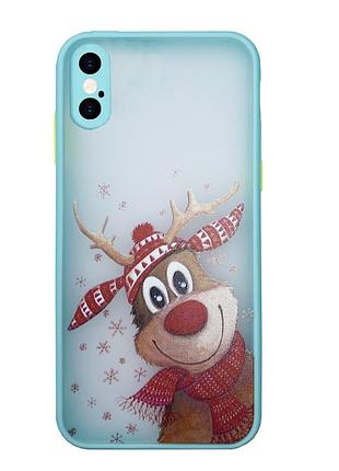 Чехол силиконовый новогодний для iphone x/xs олень (12)