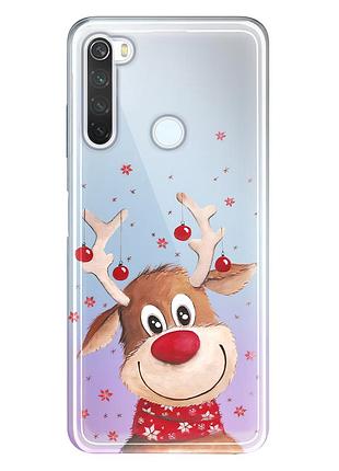 Чехол прозрачный новогодний clear для xiaomi redmi note 8 (06) олень new year