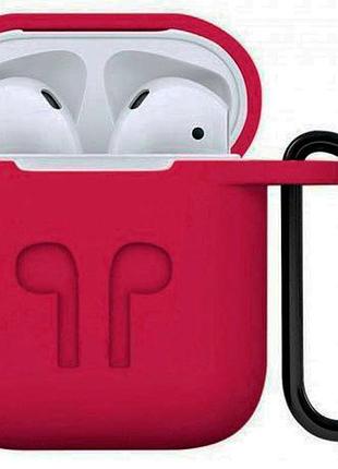 Чехол silicone case carabine для airpods rose red (23) бордовый