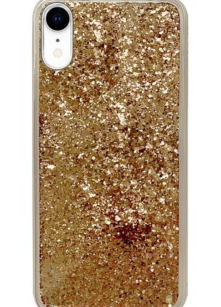 Чехол silicone с блестками для iphone xr (03) gold золотой