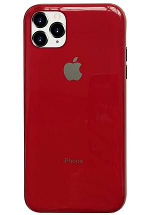 Чохол silicone glass case для iphone 11 pro max (04) red червоний