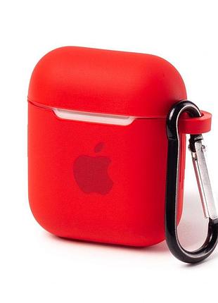 Чехол silicone case с карабином для airpods 1/2 - red