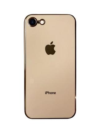 Чехол кадратный silicone glass case для iphone se 2020 (03) rose gold розовый
