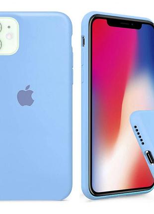 Чехол silicone full case для iphone 11 lilac cream голубой