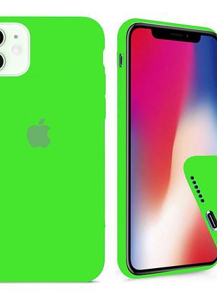 Чехол silicone full case для iphone 12 lime green салатовый