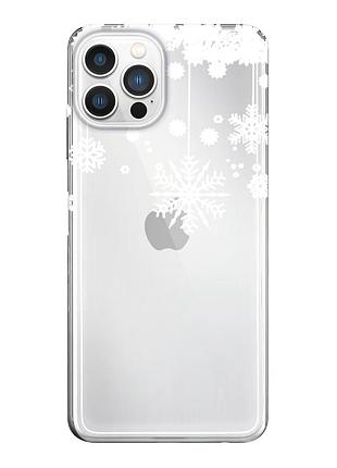Чехол прозрачный новогодний clear для iphone 12 mini (14) снежинка