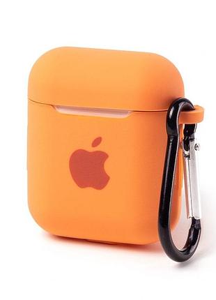 Чехол silicone case с карабином для airpods 1/2 - orange