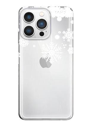 Чехол прозрачный новогодний clear для iphone 13 pro (14) снежинка