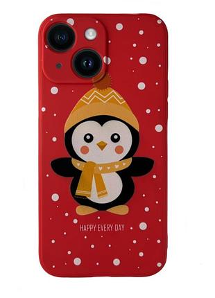 Чехол новогодний premium для iphone 14 (03) happy everyday красный