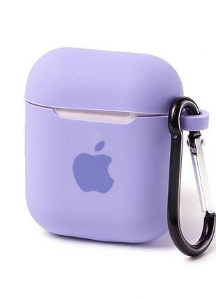 Чехол silicone case с карабином для airpods 1/2 - light purple