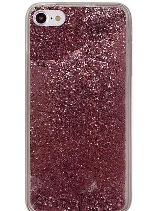 Чехол silicone с блестками для iphone 8 (02) rose розовый
