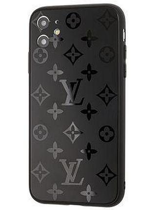 Чохол скляний glass case louis vuitton луї вітон для iphone 12 (02) black чорний