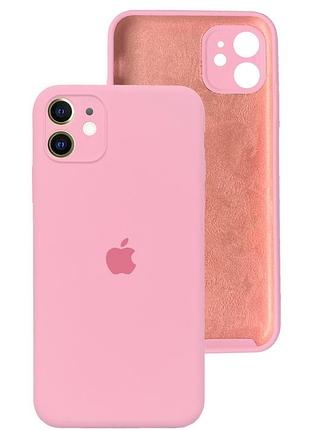 Чохол silicone case full camera protective для iphone 12 light pink рожевий