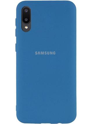 Чехол silicone case для samsung premium a02 blue (16) синий