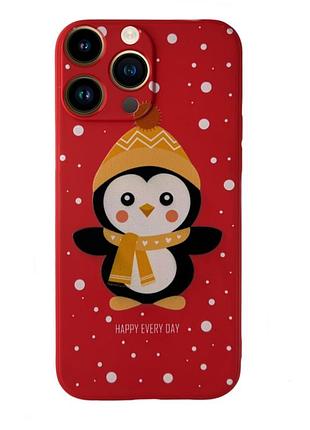 Чехол новогодний premium для iphone 14 pro max (03) happy everyday красный